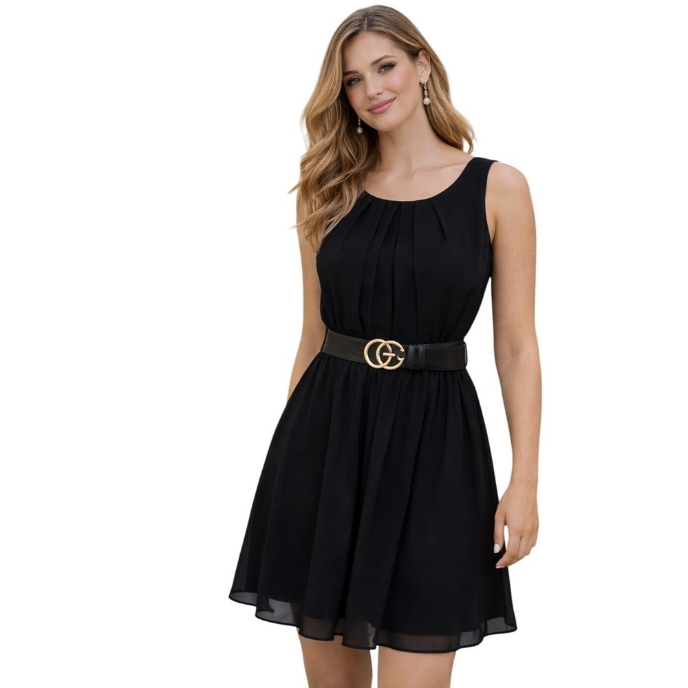BCX Black Chiffon Dress XS Sleeveless Fit & Flare Mini Party Cocktail casual